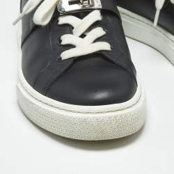 Pre Owned Hermes Black Leather Day Low Top Sneakers Size 36