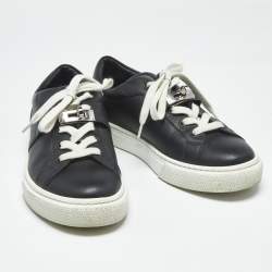 Pre Owned Hermes Black Leather Day Low Top Sneakers Size 36