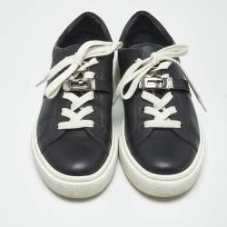 Pre Owned Hermes Black Leather Day Low Top Sneakers Size 36