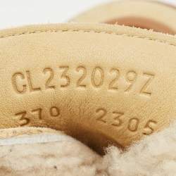 Pre Owned Hermes Beige Suede and Shearling Fur Hemisphere Ankle Boots Size 37