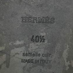 Pre Owned Hermes Silver Glitter Oran Flat Sandals Size 40.5