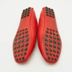 Pre Owned Hermes Orange Leather Liberty Ballet Flats Size 37