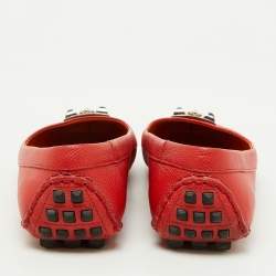 Pre Owned Hermes Orange Leather Liberty Ballet Flats Size 37