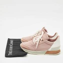 Pre Owned Hermes Two Tone Neoprene/Leather and Suede Miles Lace Up Sneakers Size 36