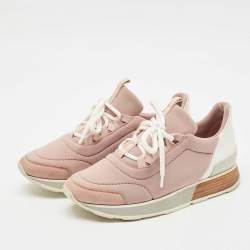 Pre Owned Hermes Two Tone Neoprene/Leather and Suede Miles Lace Up Sneakers Size 36