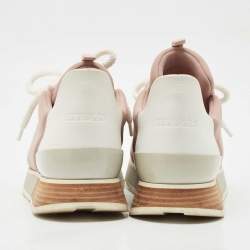 Pre Owned Hermes Two Tone Neoprene/Leather and Suede Miles Lace Up Sneakers Size 36