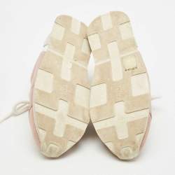 Pre Owned Hermes Two Tone Neoprene/Leather and Suede Miles Lace Up Sneakers Size 36