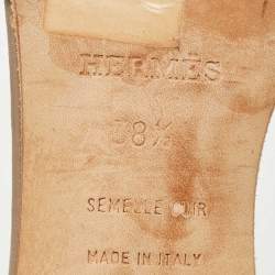 Pre Owned Hermes Green Leather Oasis Slide Sandals Size 38.5