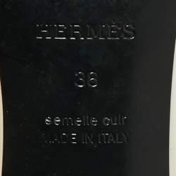 مملوكة مسبقًا Hermes Cream/Brown Leather Gigi Slide Sandals Size 38