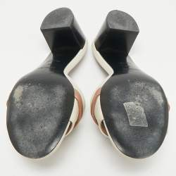 مملوكة مسبقًا Hermes Cream/Brown Leather Gigi Slide Sandals Size 38