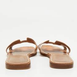 مملوكة مسبقًا صندل فلات هيرمس أوران جلد بني مقاس 38