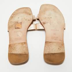 مملوكة مسبقًا صندل فلات هيرمس أوران جلد بني مقاس 38