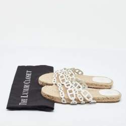 Pre Owned Hermes White Leather Ancone Espadrille Flats Size 38