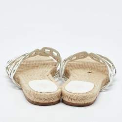 Pre Owned Hermes White Leather Ancone Espadrille Flats Size 38