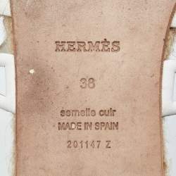 Pre Owned Hermes White Leather Ancone Espadrille Flats Size 38