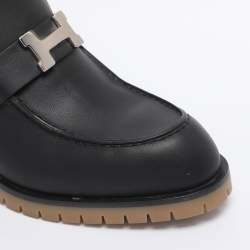 Pre Owned Hermes Black Leather Mules Flore 60 Size 38.5