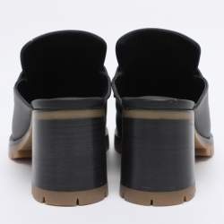 Pre Owned Hermes Black Leather Mules Flore 60 Size 38.5