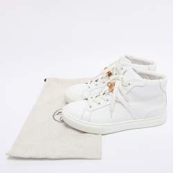 Pre Owned Hermes White Leather Daydream High Top Sneakers Size 38
