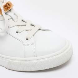 Pre Owned Hermes White Leather Daydream High Top Sneakers Size 38