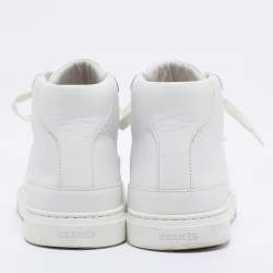 Pre Owned Hermes White Leather Daydream High Top Sneakers Size 38