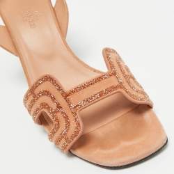مملوكة مسبقًا Hermes Beige Suede Premiere Ankle Strap Sandals Size 37.5