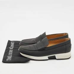 Pre Owned Hermes Black Leather Kennedy Loafer Sneakers Size 40.5