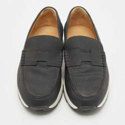 Pre Owned Hermes Black Leather Kennedy Loafer Sneakers Size 40.5