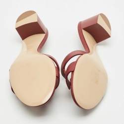 Pre Owned Hermes Burgundy Leather Oasis Slide Sandals Size 38.5 