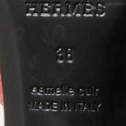 Pre Owned Hermes Pink Leather Cute Mule Sandals Size 38