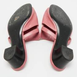 Pre Owned Hermes Pink Leather Cute Mule Sandals Size 38
