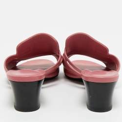 Pre Owned Hermes Pink Leather Cute Mule Sandals Size 38