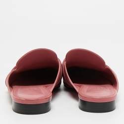 Pre Owned Hermes Pink Leather Palladium Plated Oz Mule Sandals Size 38