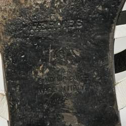 Pre Owned Hermes Black/White Leather Flat Slides Size 40