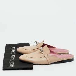 Pre Owned Hermes Beige Leather Oz Mule Sandals Size 39