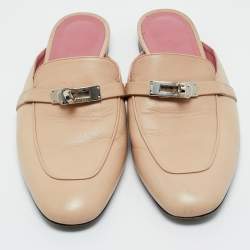 Pre Owned Hermes Beige Leather Oz Mule Sandals Size 39