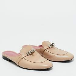 Pre Owned Hermes Beige Leather Oz Mule Sandals Size 39