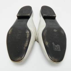 Pre Owned Hermes Silver Leather Oz Mules Size 39