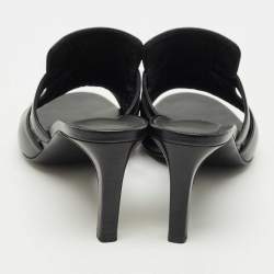 Pre Owned Hermes Black Leather Cute Slide Sandals Size 39