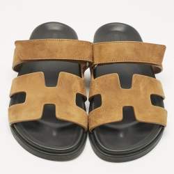 Pre Owned صندل شرب هيرمس جلد بني مقاس 36.5