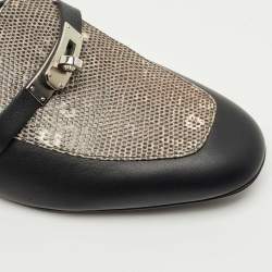 مملوكة مسبقًا صندل مولز هيرمس أوه زد مطللي بلاديوم جلد أسود مقاس 38