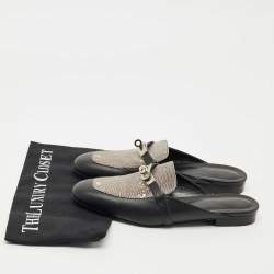 مملوكة مسبقًا صندل مولز هيرمس أوه زد مطللي بلاديوم جلد أسود مقاس 38