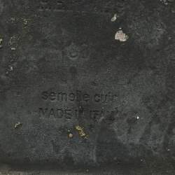 Pre Owned Hermes Silver Leather Oran Flat Slides Size 38