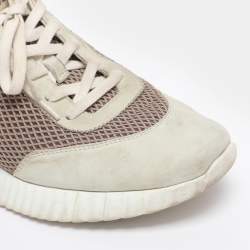 Pre Owned Hermes Grey/Beige Suede and Mesh Bouncing Sneakers Size 41