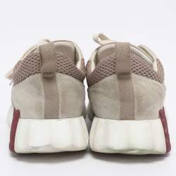 Pre Owned Hermes Grey/Beige Suede and Mesh Bouncing Sneakers Size 41