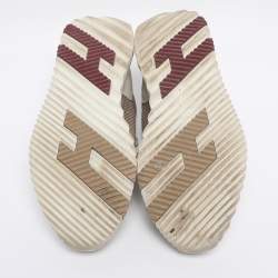 Pre Owned Hermes Grey/Beige Suede and Mesh Bouncing Sneakers Size 41