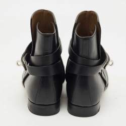 Pre Owned Hermès Black Leather Neo Ankle Boots Size 38.5