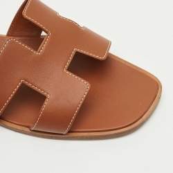 Pre Owned صندل هيرمس فلات أوران جلد برتقالي مقاس 39