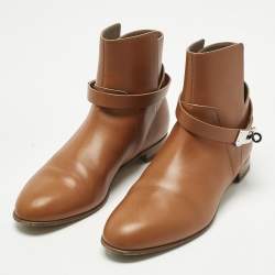 Pre Owned Hermes Brown Leather Neo Ankle Boots 39