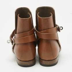 Pre Owned Hermes Brown Leather Neo Ankle Boots 39