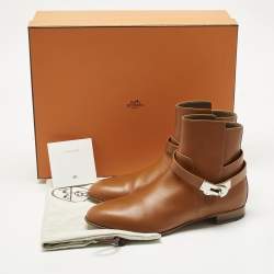 Pre Owned Hermes Brown Leather Neo Ankle Boots 39